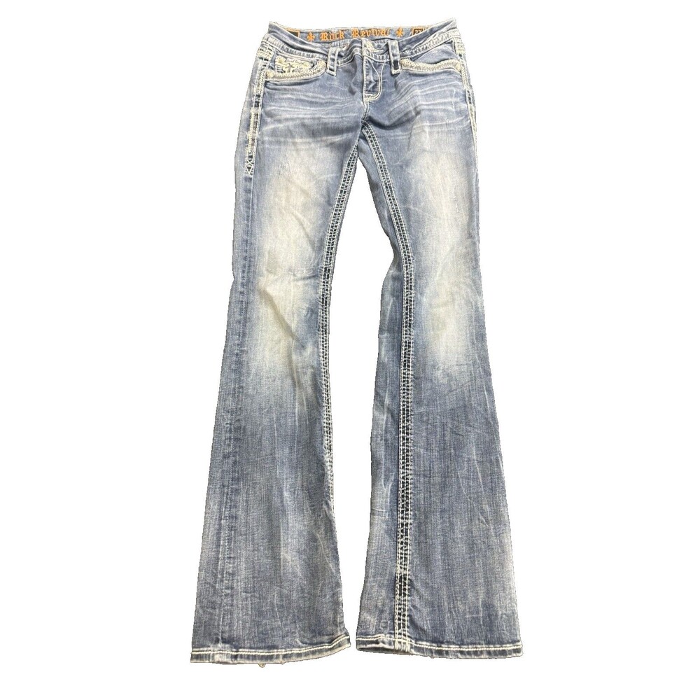 Rock Revival Ashley Boot Jeans Womens 27 Med Wash Bootcut 27x31.5